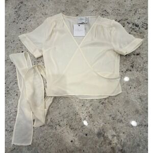 L'Academie Los‎ Angeles Cream Wrap Blouse • Size M • New With Tags